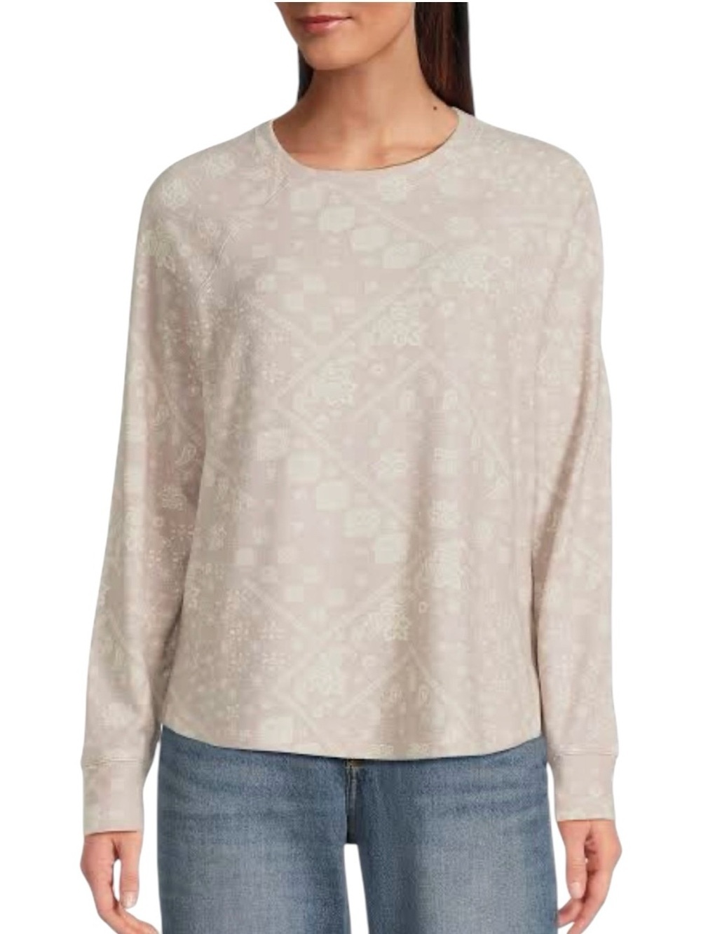Lucky Brand Women's Cloud Long Sleeve Crew Neck Sweater XL Paisley